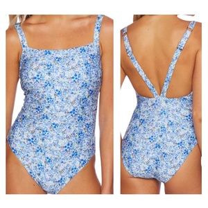 NWOT Splendid Flora Suspender High-Leg One-Piece Swim Suit